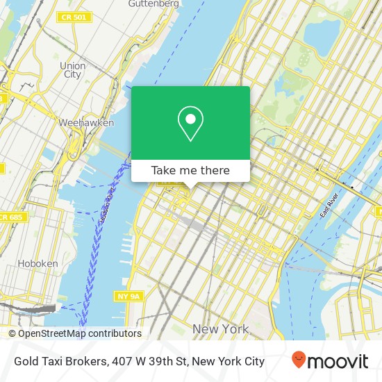 Mapa de Gold Taxi Brokers, 407 W 39th St