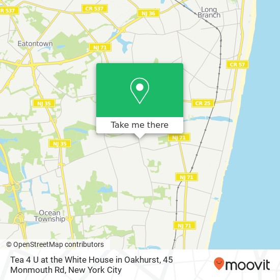 Mapa de Tea 4 U at the White House in Oakhurst, 45 Monmouth Rd