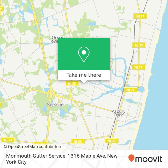 Mapa de Monmouth Gutter Service, 1316 Maple Ave