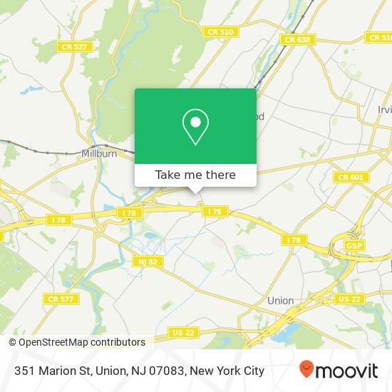 Mapa de 351 Marion St, Union, NJ 07083