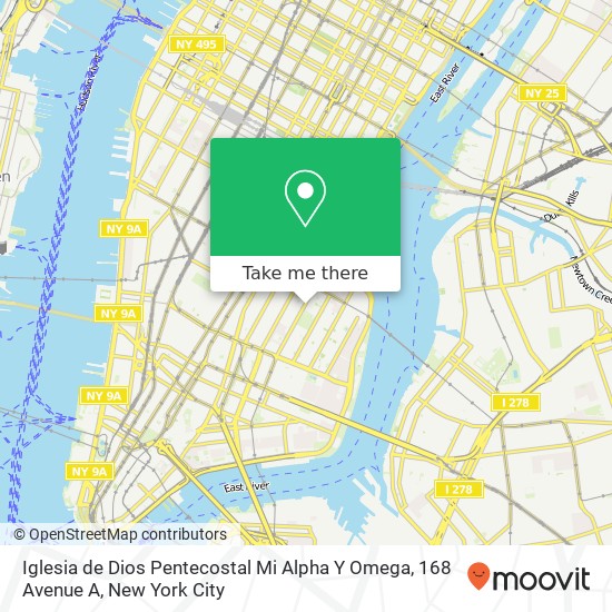 Mapa de Iglesia de Dios Pentecostal Mi Alpha Y Omega, 168 Avenue A