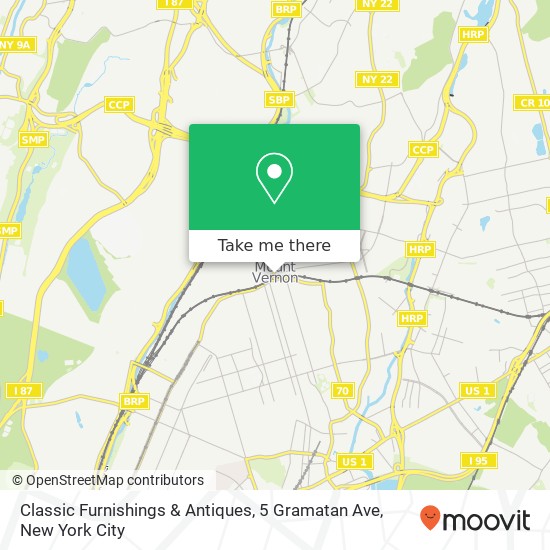 Mapa de Classic Furnishings & Antiques, 5 Gramatan Ave