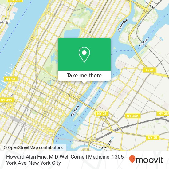 Mapa de Howard Alan Fine, M.D-Well Cornell Medicine, 1305 York Ave