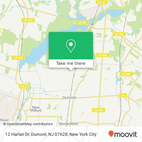 Mapa de 12 Harlan Dr, Dumont, NJ 07628