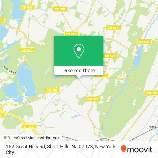 Mapa de 152 Great Hills Rd, Short Hills, NJ 07078