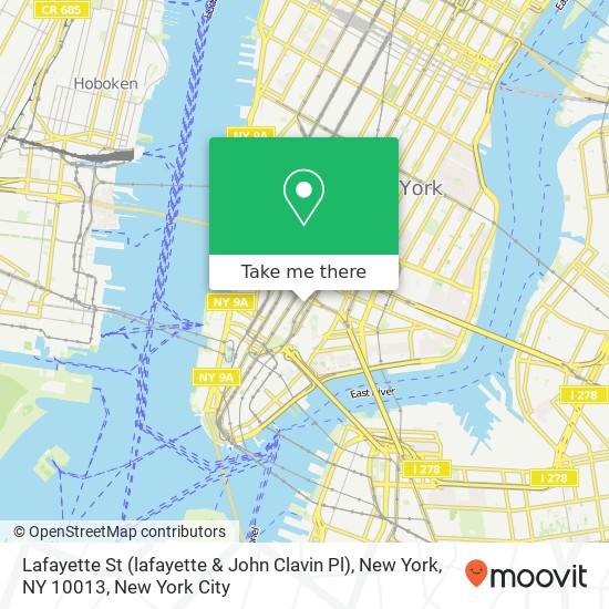 Mapa de Lafayette St (lafayette & John Clavin Pl), New York, NY 10013