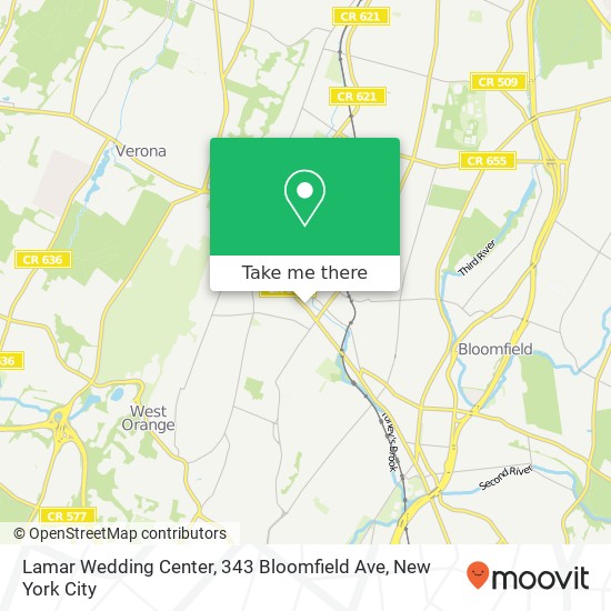 Mapa de Lamar Wedding Center, 343 Bloomfield Ave