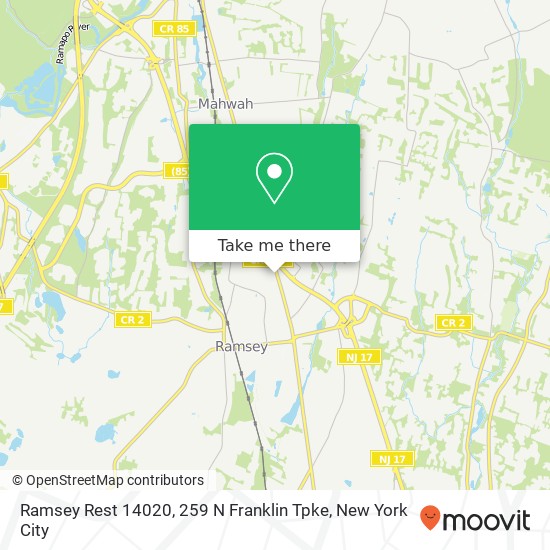 Ramsey Rest 14020, 259 N Franklin Tpke map