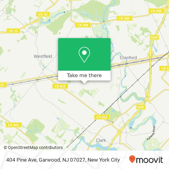 Mapa de 404 Pine Ave, Garwood, NJ 07027