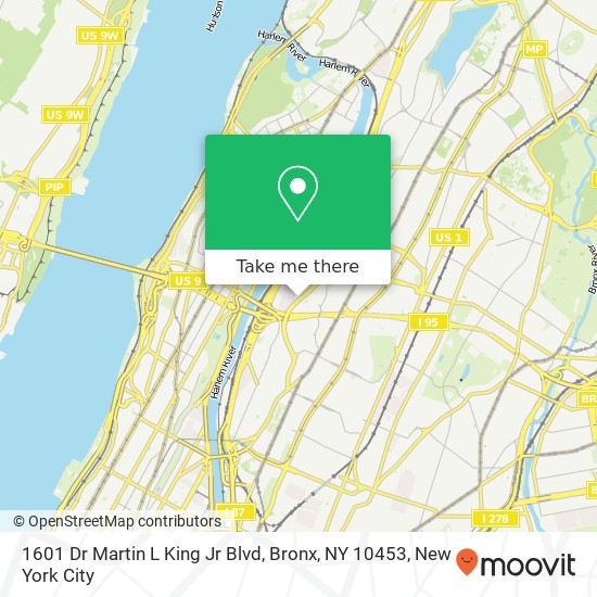 Mapa de 1601 Dr Martin L King Jr Blvd, Bronx, NY 10453