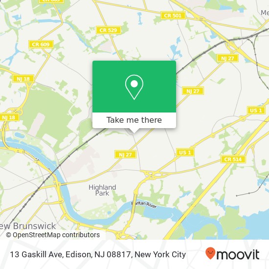 13 Gaskill Ave, Edison, NJ 08817 map