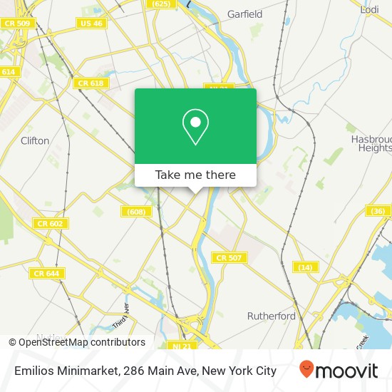Mapa de Emilios Minimarket, 286 Main Ave