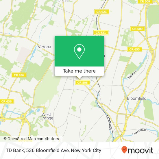 Mapa de TD Bank, 536 Bloomfield Ave