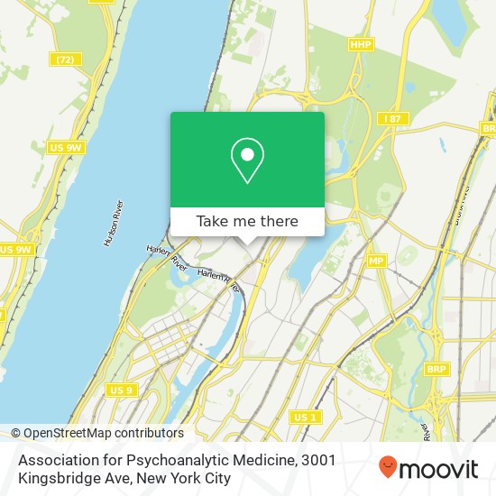 Mapa de Association for Psychoanalytic Medicine, 3001 Kingsbridge Ave