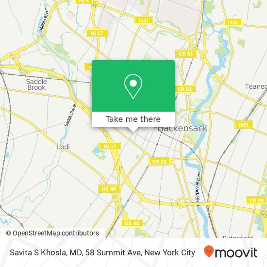 Savita S Khosla, MD, 58 Summit Ave map