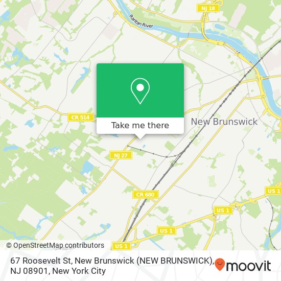 Mapa de 67 Roosevelt St, New Brunswick (NEW BRUNSWICK), NJ 08901