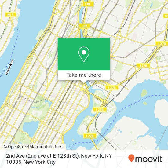 Mapa de 2nd Ave (2nd ave at E 128th St), New York, NY 10035