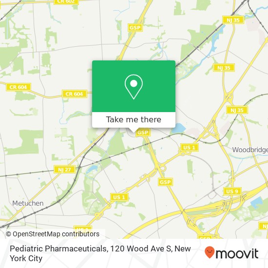 Mapa de Pediatric Pharmaceuticals, 120 Wood Ave S