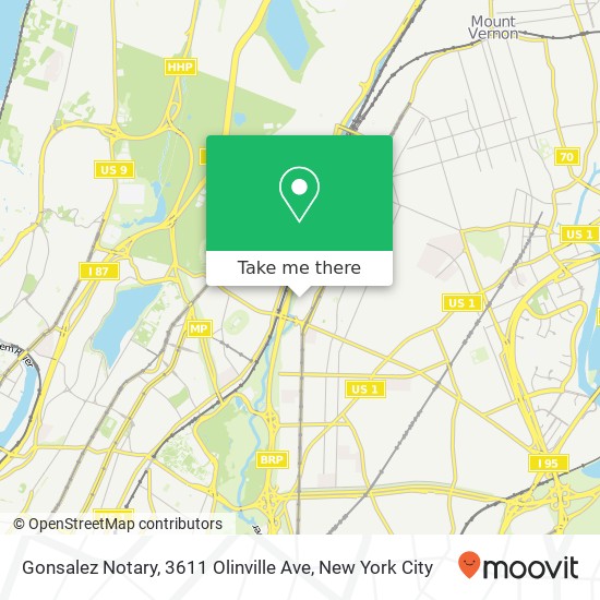 Gonsalez Notary, 3611 Olinville Ave map