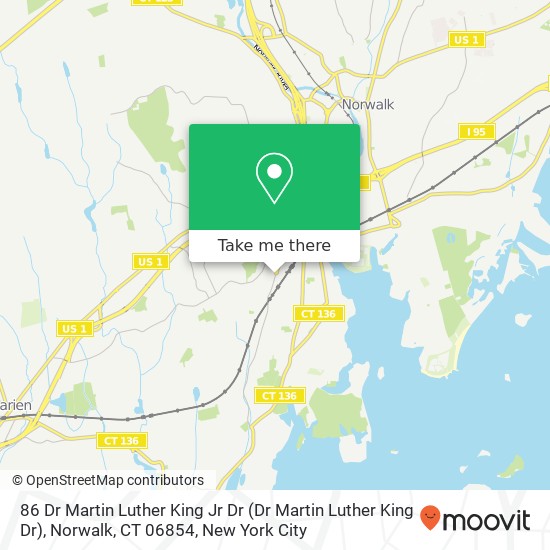Mapa de 86 Dr Martin Luther King Jr Dr (Dr Martin Luther King Dr), Norwalk, CT 06854