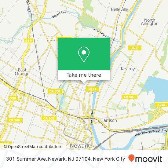 Mapa de 301 Summer Ave, Newark, NJ 07104