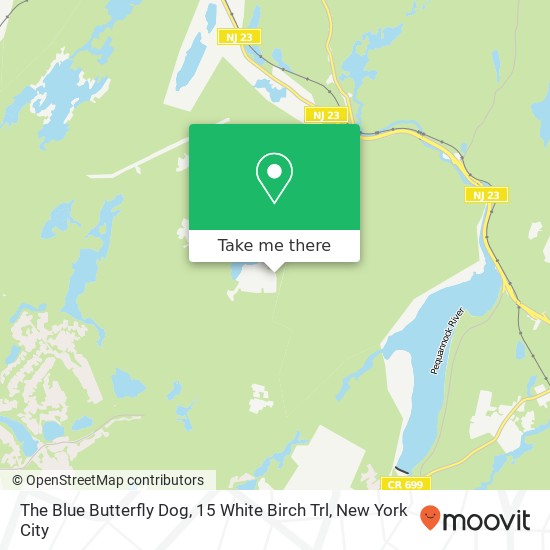 The Blue Butterfly Dog, 15 White Birch Trl map