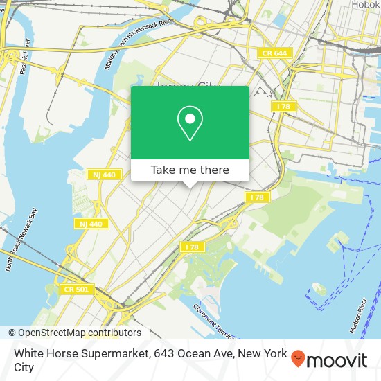 Mapa de White Horse Supermarket, 643 Ocean Ave