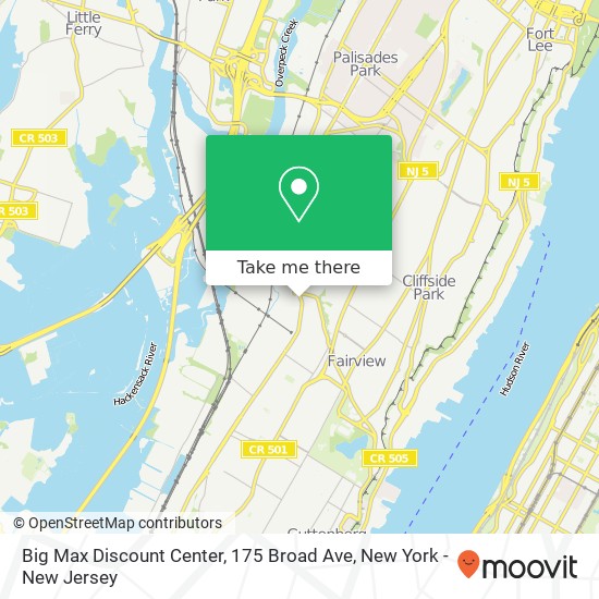 Mapa de Big Max Discount Center, 175 Broad Ave