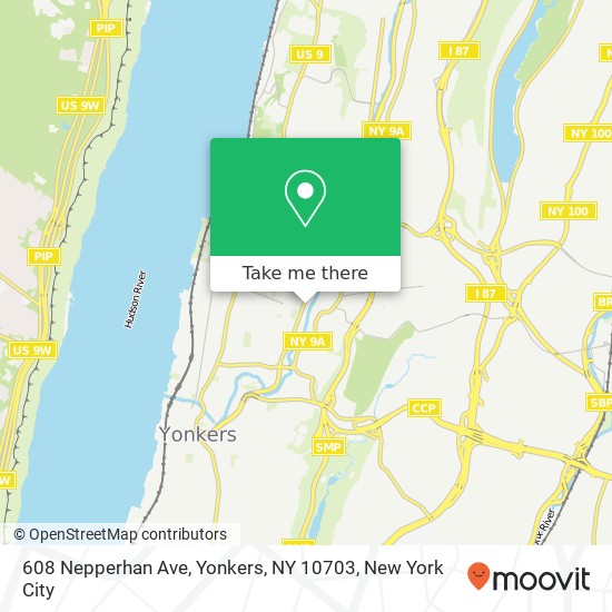 Mapa de 608 Nepperhan Ave, Yonkers, NY 10703