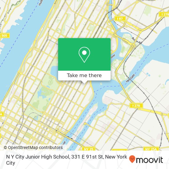 N Y City Junior High School, 331 E 91st St map