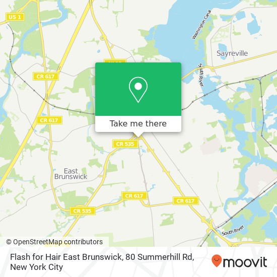 Mapa de Flash for Hair East Brunswick, 80 Summerhill Rd
