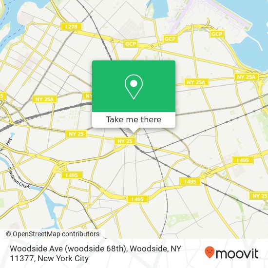 Mapa de Woodside Ave (woodside 68th), Woodside, NY 11377