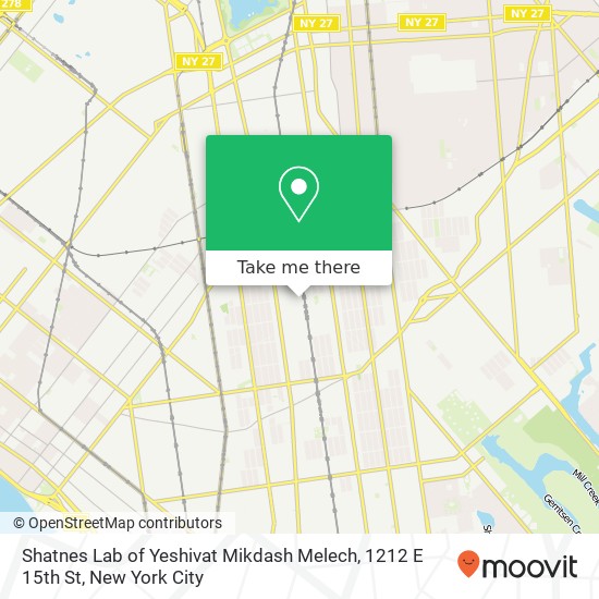Mapa de Shatnes Lab of Yeshivat Mikdash Melech, 1212 E 15th St