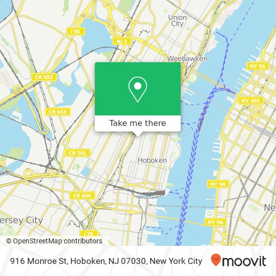 Mapa de 916 Monroe St, Hoboken, NJ 07030