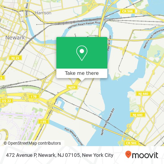 Mapa de 472 Avenue P, Newark, NJ 07105