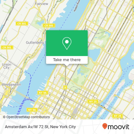 Mapa de Amsterdam Av/W 72 St