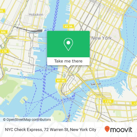 NYC Check Express, 72 Warren St map