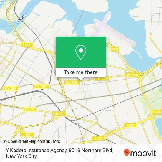 Mapa de Y Kadota Insurance Agency, 8019 Northern Blvd