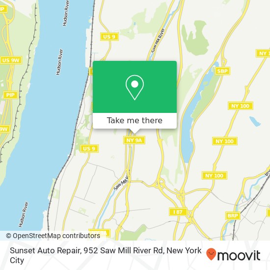 Sunset Auto Repair, 952 Saw Mill River Rd map