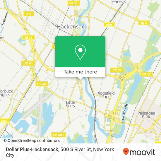 Mapa de Dollar Plus-Hackensack, 500 S River St