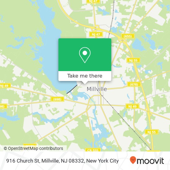 Mapa de 916 Church St, Millville, NJ 08332