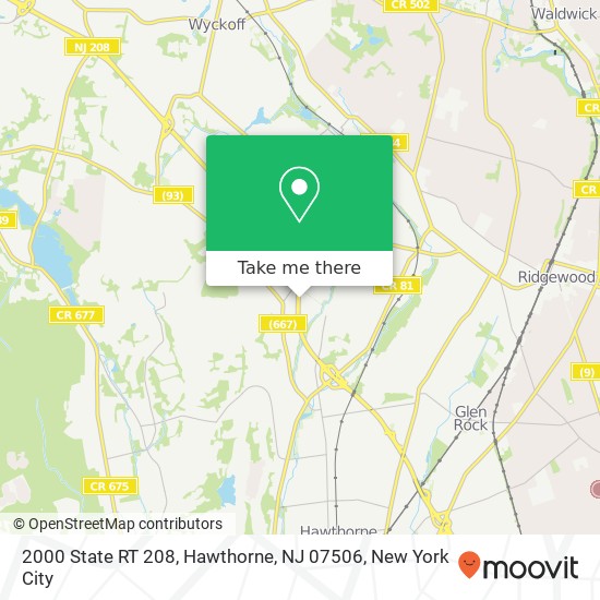 Mapa de 2000 State RT 208, Hawthorne, NJ 07506