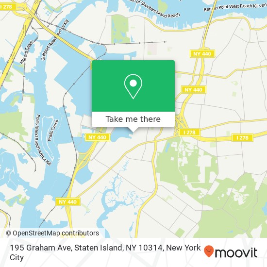 Mapa de 195 Graham Ave, Staten Island, NY 10314