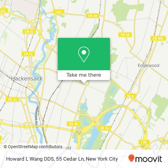 Howard L Wang DDS, 55 Cedar Ln map