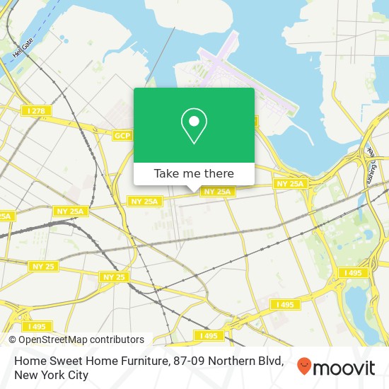 Mapa de Home Sweet Home Furniture, 87-09 Northern Blvd
