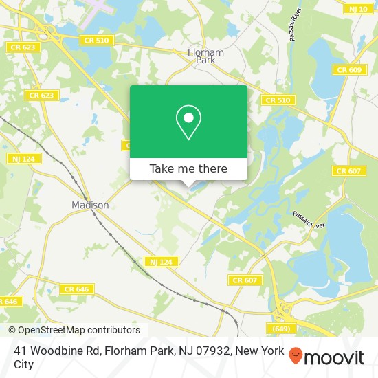 Mapa de 41 Woodbine Rd, Florham Park, NJ 07932