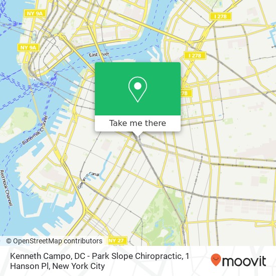 Mapa de Kenneth Campo, DC - Park Slope Chiropractic, 1 Hanson Pl