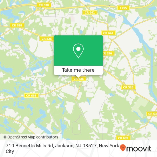 Mapa de 710 Bennetts Mills Rd, Jackson, NJ 08527
