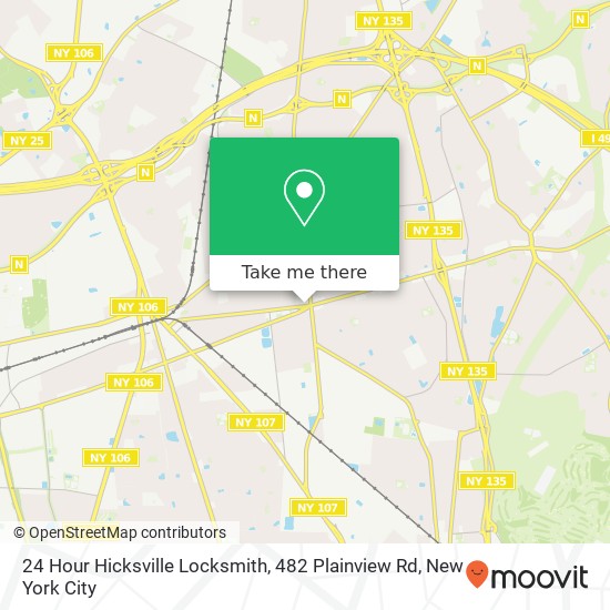 24 Hour Hicksville Locksmith, 482 Plainview Rd map