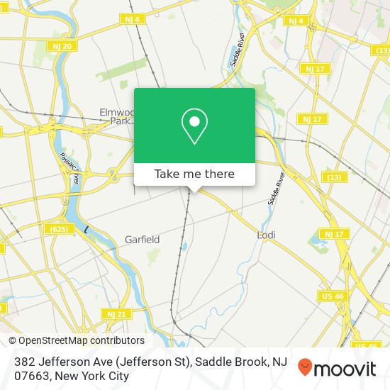382 Jefferson Ave (Jefferson St), Saddle Brook, NJ 07663 map